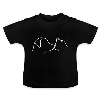 Chien Chat Amour Cohésion Lumineuse - T-shirt bio col rond Bébé - noir - Devant