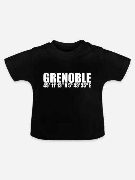 Grenoble Koordinaten - Baby Bio-T-Shirt mit Rundhals - Schwarz