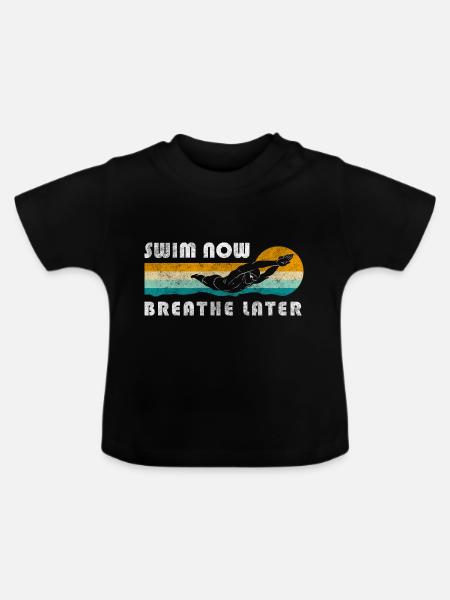Schwimmen Schwimmbad - Baby Bio-T-Shirt mit Rundhals - Schwarz