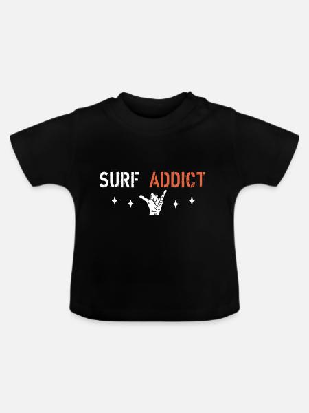Surf-Süchtiger - Baby Bio-T-Shirt mit Rundhals - Schwarz