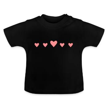 Coeurs dans une rangée - T-shirt bio col rond Bébé - noir - Devant