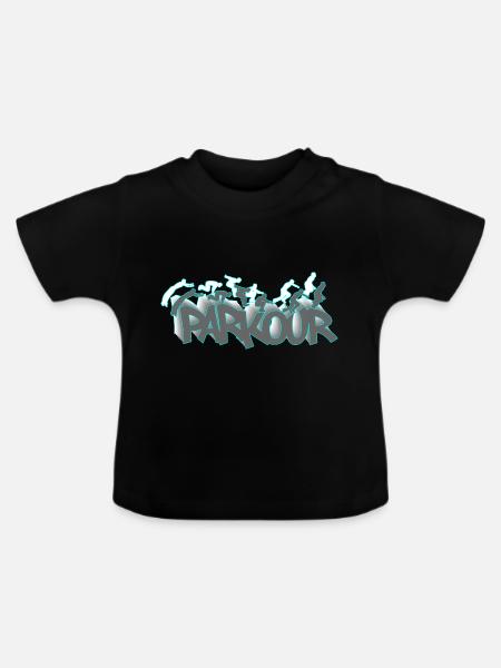 Parkour Hindernislauf Freerunning - Baby Bio-T-Shirt mit Rundhals - Schwarz