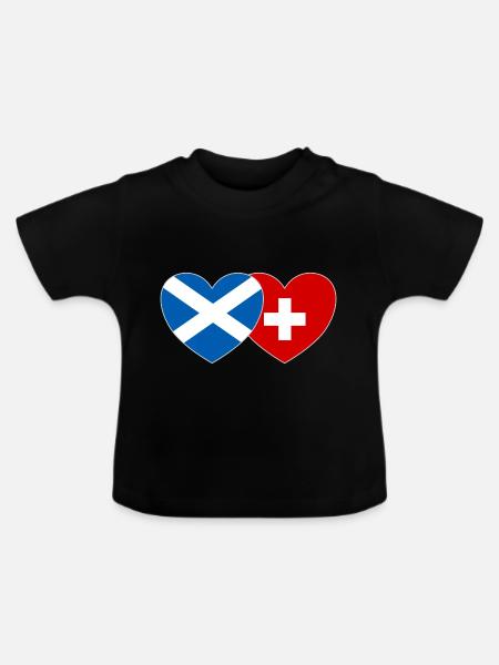 Schottland Schweiz Flagge Herz - Baby Bio-T-Shirt mit Rundhals - Schwarz