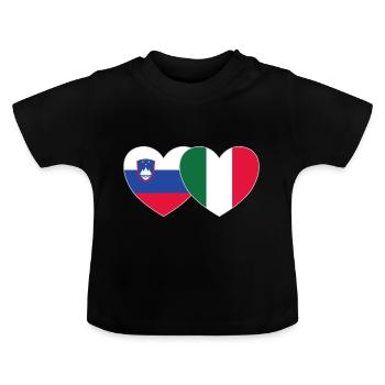 Slovenia Italy Flag Heart - Baby Organic T-Shirt with Round Neck - black - Front