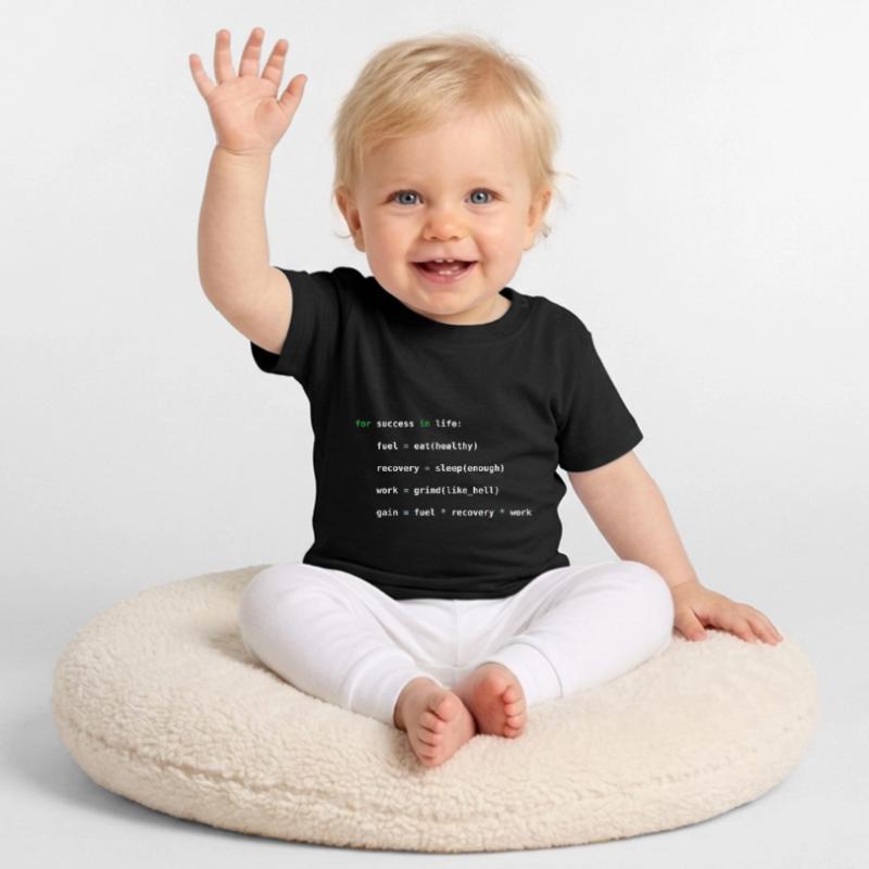 Python code, success, grinding, programming Baby Organic T-Shirt with Round Neck