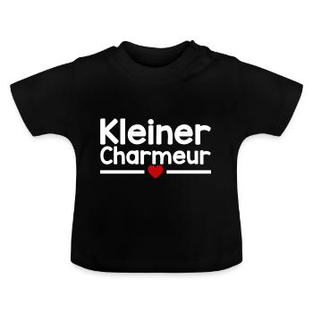 Kleiner Charmeur | Herz Schmusen Baby - Baby Bio-T-Shirt mit Rundhals - Schwarz - Vorne