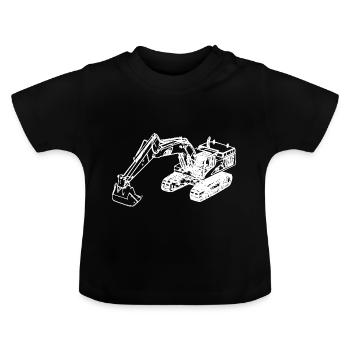 Excavator crawler excavator bucket excavator white - Baby Organic T-Shirt with Round Neck - black - Front