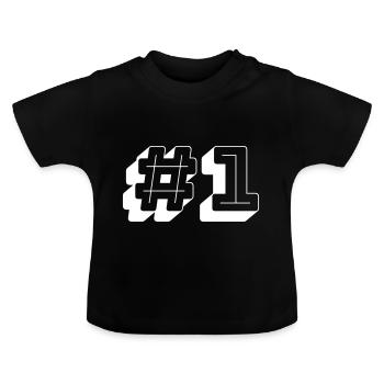 Nummer Eins Nummer 1 - Baby Bio-T-Shirt mit Rundhals - Schwarz - Vorne