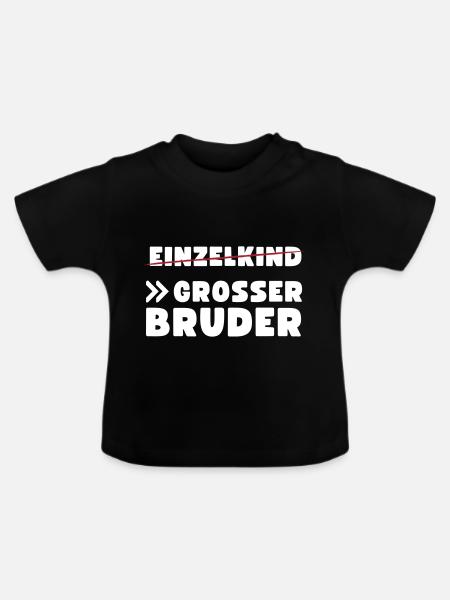 Einzelkind Großer Bruder - Baby Bio-T-Shirt mit Rundhals - Schwarz