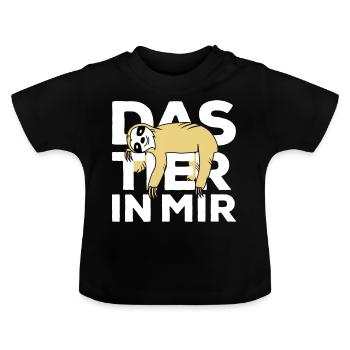 Raise the animal in me Faultier - Baby Organic T-Shirt with Round Neck - black - Front