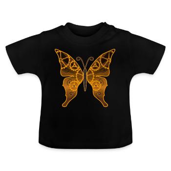 Steampunk butterfly - Baby Organic T-Shirt with Round Neck - black - Front