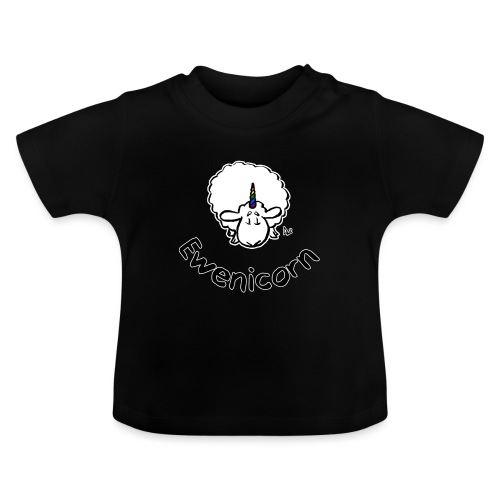 Ewenicorn (musta painos musta teksti) - Vauvan luomu-t-paita, jossa pyöreä pääntie