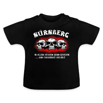 Nürnberg in allen Stadien gern gesehen - Baby Bio-T-Shirt mit Rundhals - Schwarz - Vorne