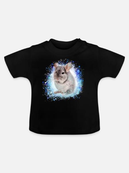 chinchilla,graffiti,malereir,blau,haustier, - Baby Bio-T-Shirt mit Rundhals - Schwarz