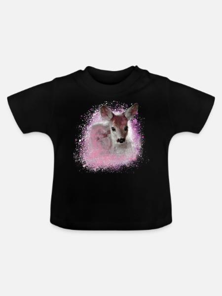 reh rosa,wild,kitz,graffiti,bambi,rehkitz,fohlen - Baby Bio-T-Shirt mit Rundhals - Schwarz