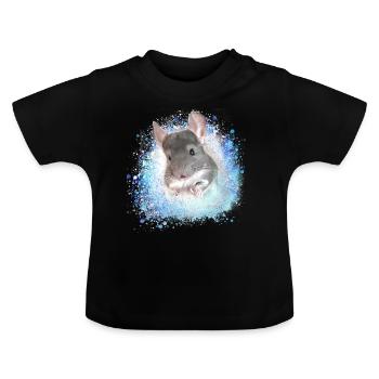 chinchilla, graffiti, peinture, lapin angora - T-shirt bio col rond Bébé - noir - Devant