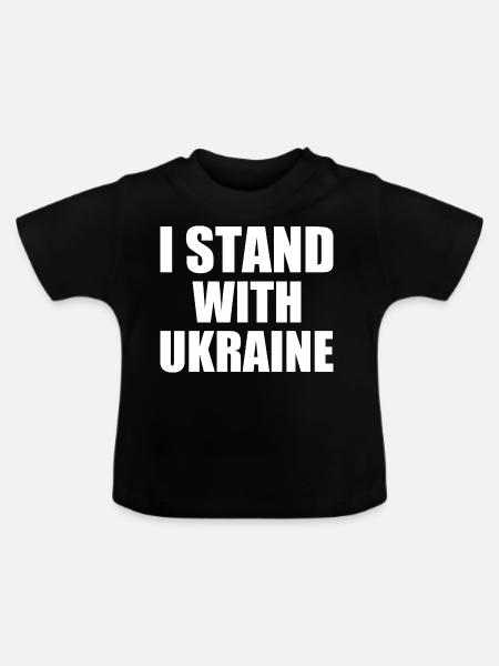I stand with ukraine - Baby Bio-T-Shirt mit Rundhals - Schwarz