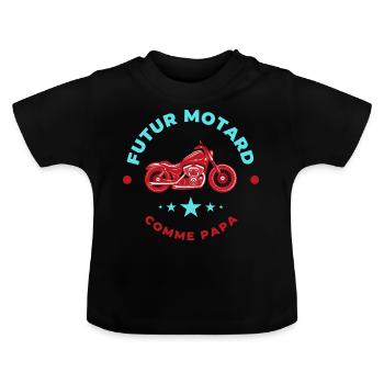 Futur Motard Comme Papa - T-shirt bio col rond Bébé - noir - Devant