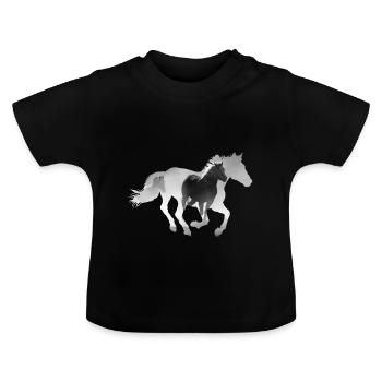 Cheval au galop - T-shirt bio col rond Bébé - noir - Devant