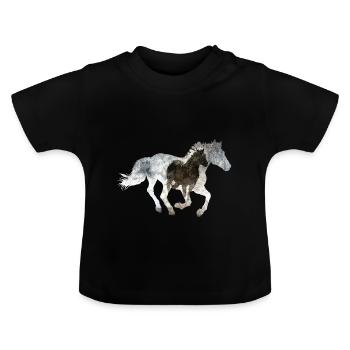 Cheval au galop - T-shirt bio col rond Bébé - noir - Devant