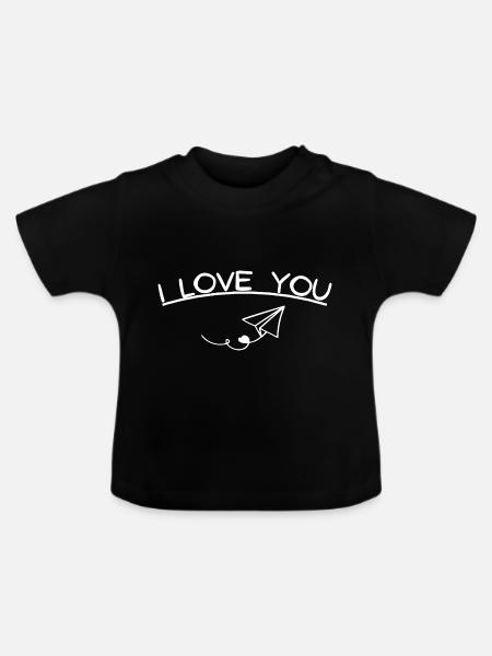 i love you - Baby Bio-T-Shirt mit Rundhals - Schwarz