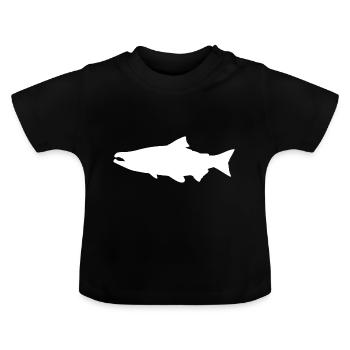Lachs Silhouette Forelle Angeln Geschenk - Baby Bio-T-Shirt mit Rundhals - Schwarz - Vorne