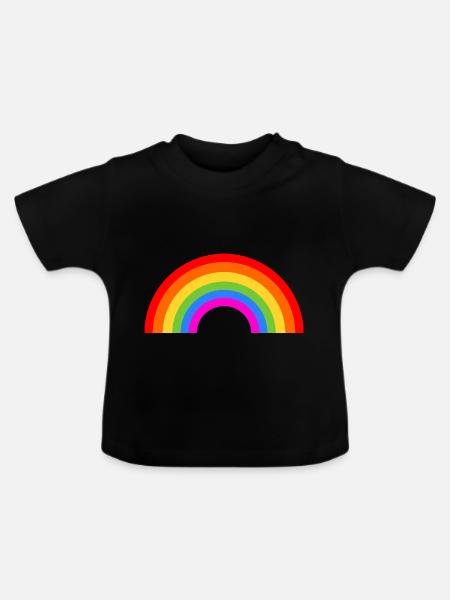 Regenbogen - Baby Bio-T-Shirt mit Rundhals - Schwarz