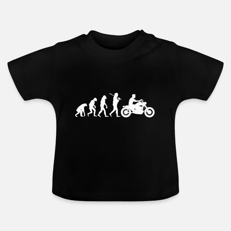 Evo Motorrad Motorradfahrer Biker Evolution - Baby Bio-T-Shirt mit Rundhals - Schwarz