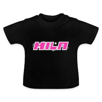 Mila prénom - T-shirt bio col rond Bébé - noir - Devant