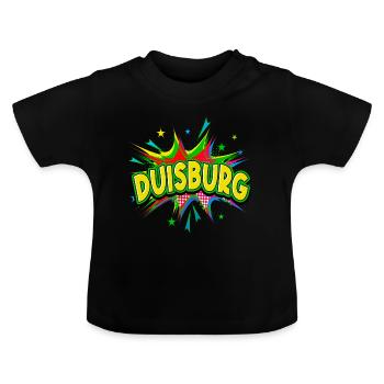 Duisburg Germany City Pop Art Comic Art - Baby Organic T-Shirt with Round Neck - black - Front