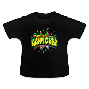 Hanovre Allemagne Ville Pop Art Bande dessinée - T-shirt bio col rond Bébé - noir - Devant