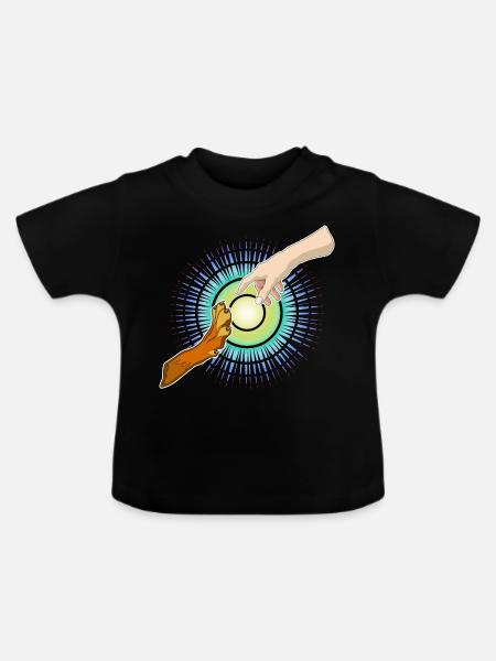 Hundepfote Menschenhand - Baby Bio-T-Shirt mit Rundhals - Schwarz