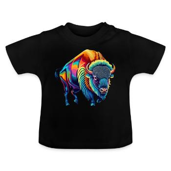 Bison - Baby Organic T-Shirt with Round Neck - black - Front