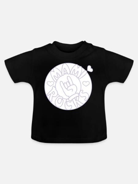 mami rocks (Kreis, 3c) - Baby Bio-T-Shirt mit Rundhals - Schwarz