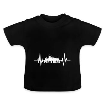 Party Celebrate Hard People Gift Idea Heartbeat - Baby Organic T-Shirt with Round Neck - black - Front