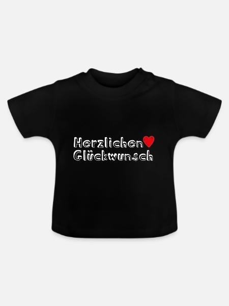 Herzlichen Glückwunsch Geschenkidee - Baby Bio-T-Shirt mit Rundhals - Schwarz