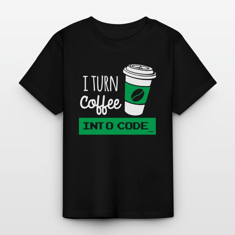 I turn coffee into code developer T-shirt bio col rond Bébé