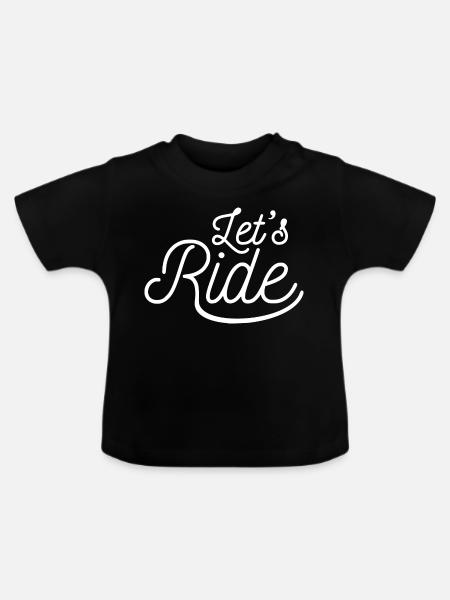 lets Ride white - Baby Bio-T-Shirt mit Rundhals - Schwarz