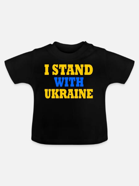 I stand with ukraine - Baby Bio-T-Shirt mit Rundhals - Schwarz