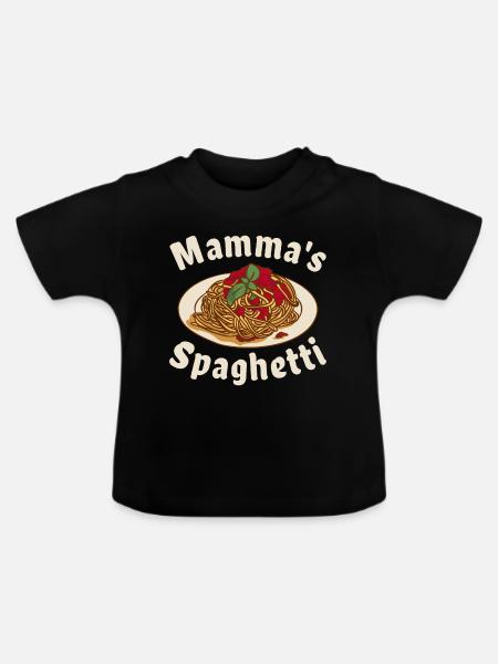 Mamma's Spaghetti - Baby Bio-T-Shirt mit Rundhals - Schwarz