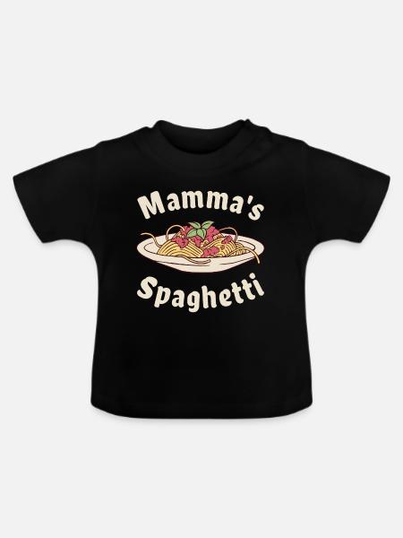 Mamma's Spaghetti - Baby Bio-T-Shirt mit Rundhals - Schwarz