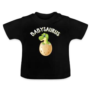 Babysaurus Vater und Kind Dinosaurier Partnerlook - Baby Bio-T-Shirt mit Rundhals - Schwarz - Vorne