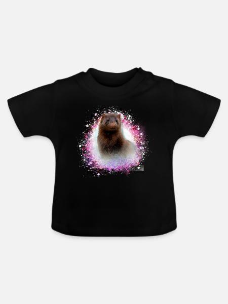 iltis,frettchen,otter,graffiti,rosa - Baby Bio-T-Shirt mit Rundhals - Schwarz