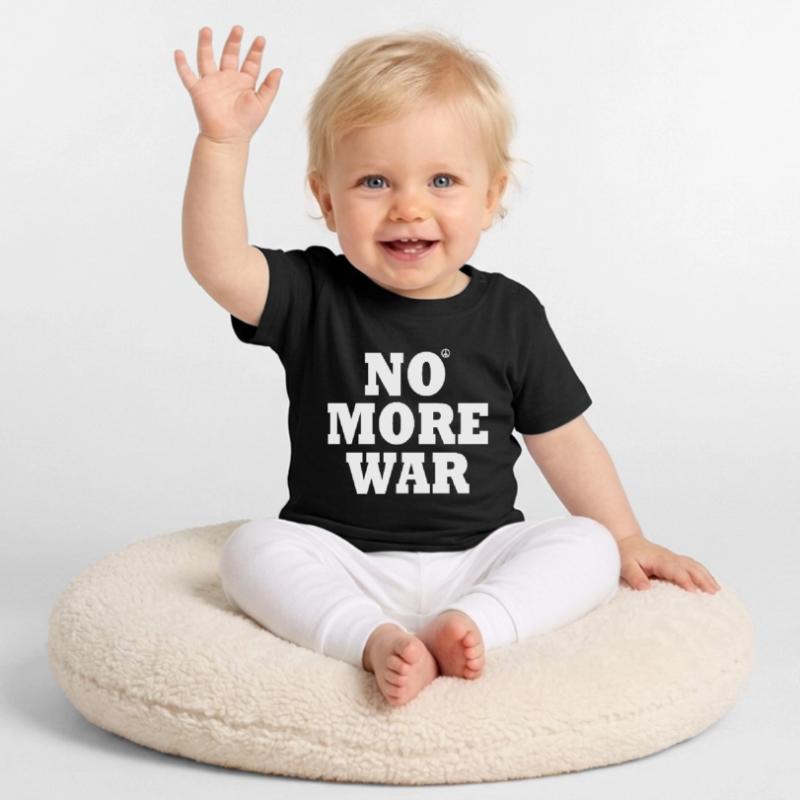 No more war Maglietta ecologica con scollo rotondo per neonato