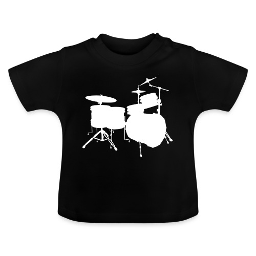 Drumset 2 Kontur weiß - Baby Bio-T-Shirt mit Rundhals
