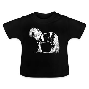 cheval - T-shirt bio col rond Bébé - noir - Devant