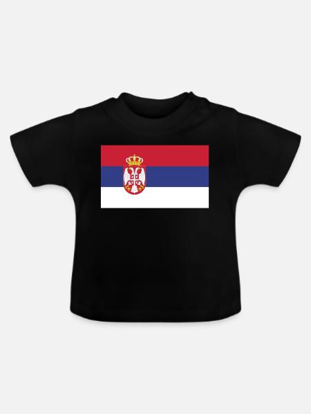 Serbien Fahne - Baby Bio-T-Shirt mit Rundhals - Schwarz