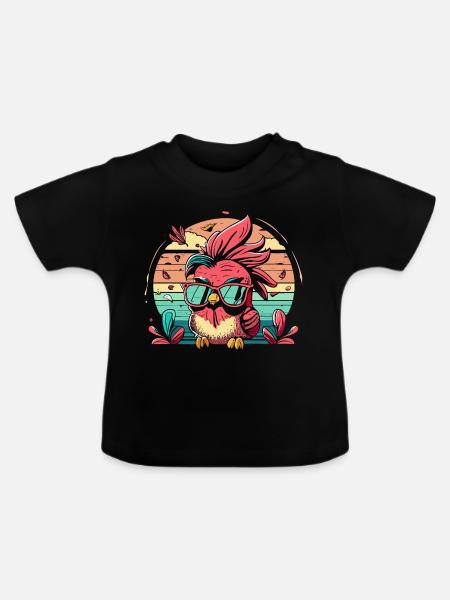 Kardinal Vogel Rotkardinal - Baby Bio-T-Shirt mit Rundhals - Schwarz