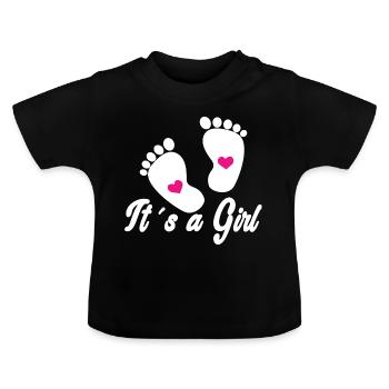 C’est une fille - Bébé - T-shirt bio col rond Bébé - noir - Devant
