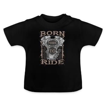 Born to Ride motorcycle 1985 - Baby Bio-T-Shirt mit Rundhals - Schwarz - Vorne